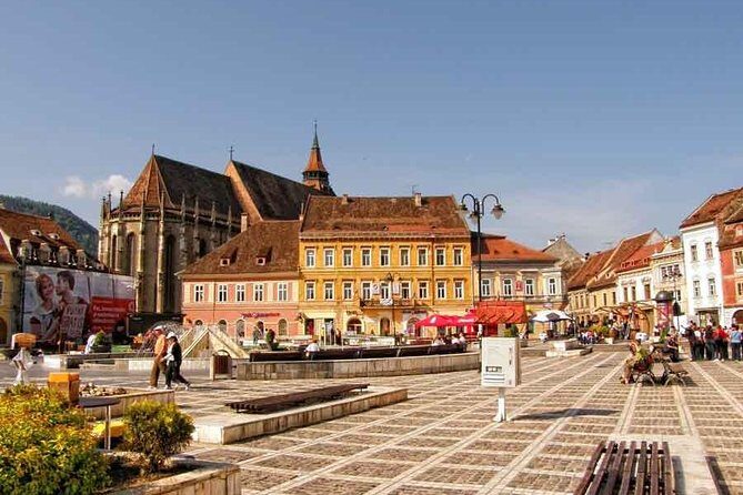 PRIVATE Trip to Dracula's Castle and Peles Castle from Bucharest - Brasov historical center: medieval streets, towers, and the Black Church area
